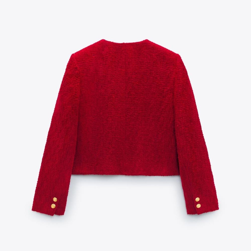 Zara Burgundy Structured Double Breasted Jacket - Picture 11 of 13